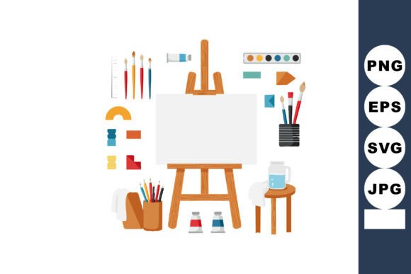 Artist Painting Tools and Canvas with Ea Graphics & Illustrations Review