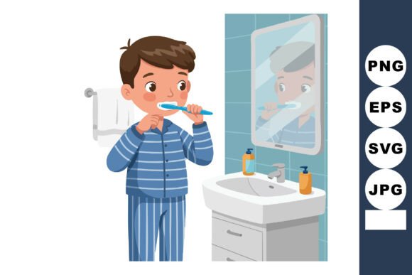 Boy Brushing Teeth in Blue Striped Pajam: A Practical Graphics Review