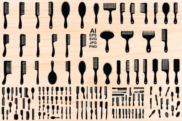 Hair Combs Vector Icon Silhouette for Graphics and Illustrations