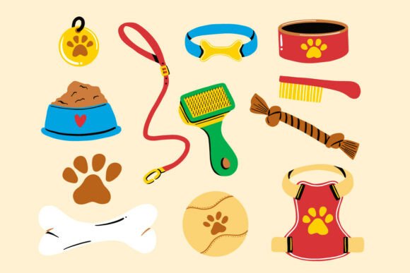 Hand Drawn Pet Accessories and Care Graphics for Icons
