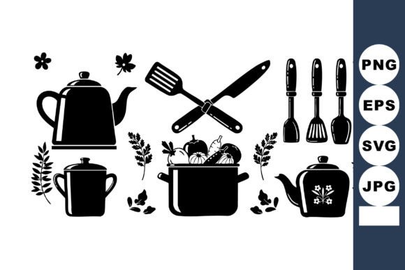 Kitchen Utensils Silhouette Vector: Essential Graphics for Crafts