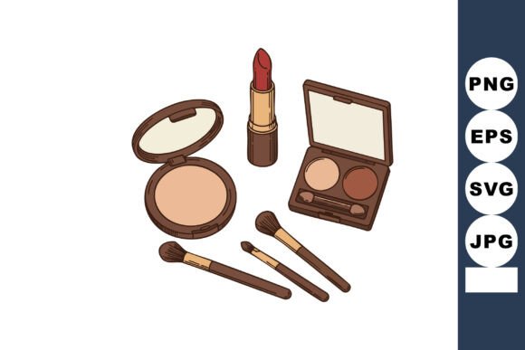 Makeup Accessories Set with Lipstick Pow: Graphics for Modern Blogs