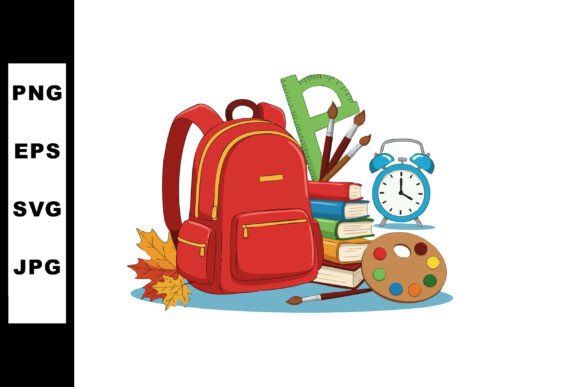 Red Backpack with Books Palette Paintbru Review