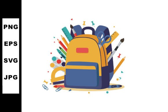 School Backpack with Stationery Supplies Graphics & Illustrations Review