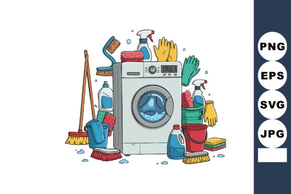 Washing Machine Surrounded by Cleaning S Review