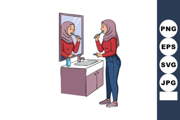 Woman in Hijab Brushing Teeth in Bathroo Review